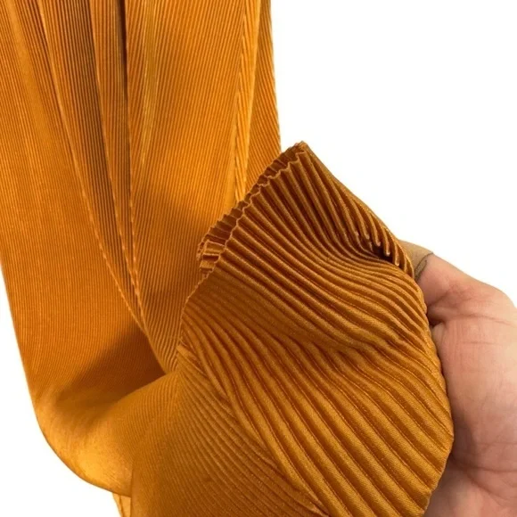 EUC Baltic Born Venus pleated maxi dress, gold mustard, size Xsmall - Picture 3 of 14